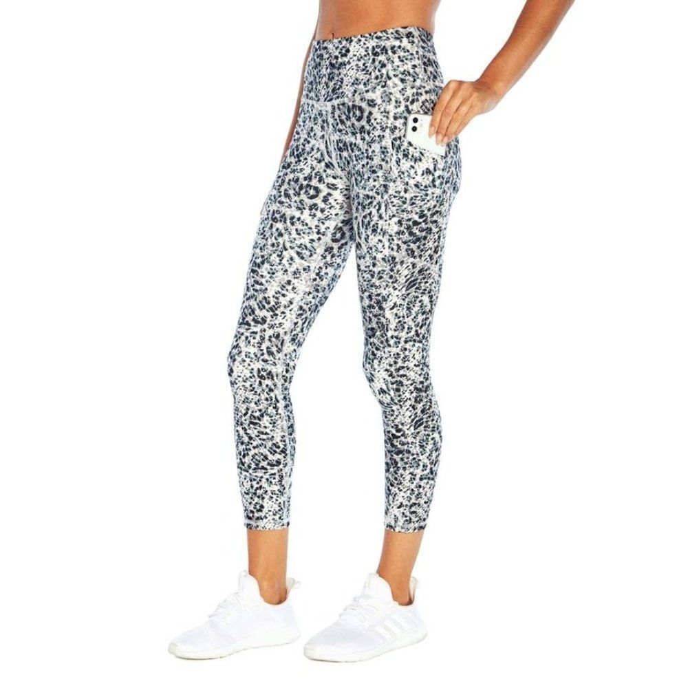 Balance Collection Animal Print Eclipse 25'' Pocket Leggings Black White Small